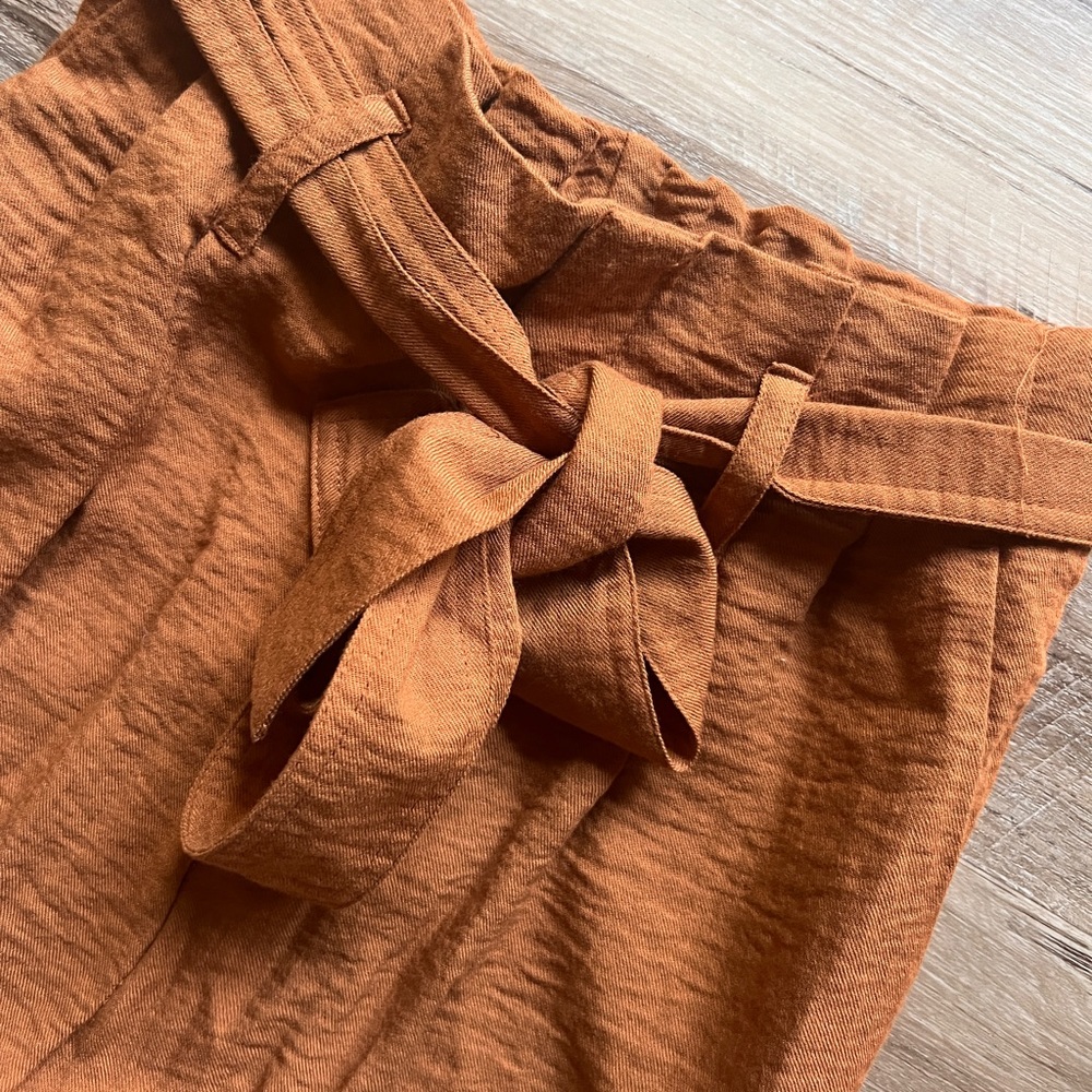A New Day Burnt Orange High Waist Paper Bag Pants Size Small